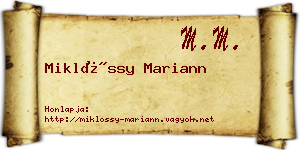 Miklóssy Mariann névjegykártya
