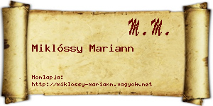 Miklóssy Mariann névjegykártya